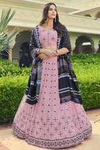 Pink Georgette Lehenga Choli For Indian Weddings & Festivals - Thread Work, Sequence Embroidery Work