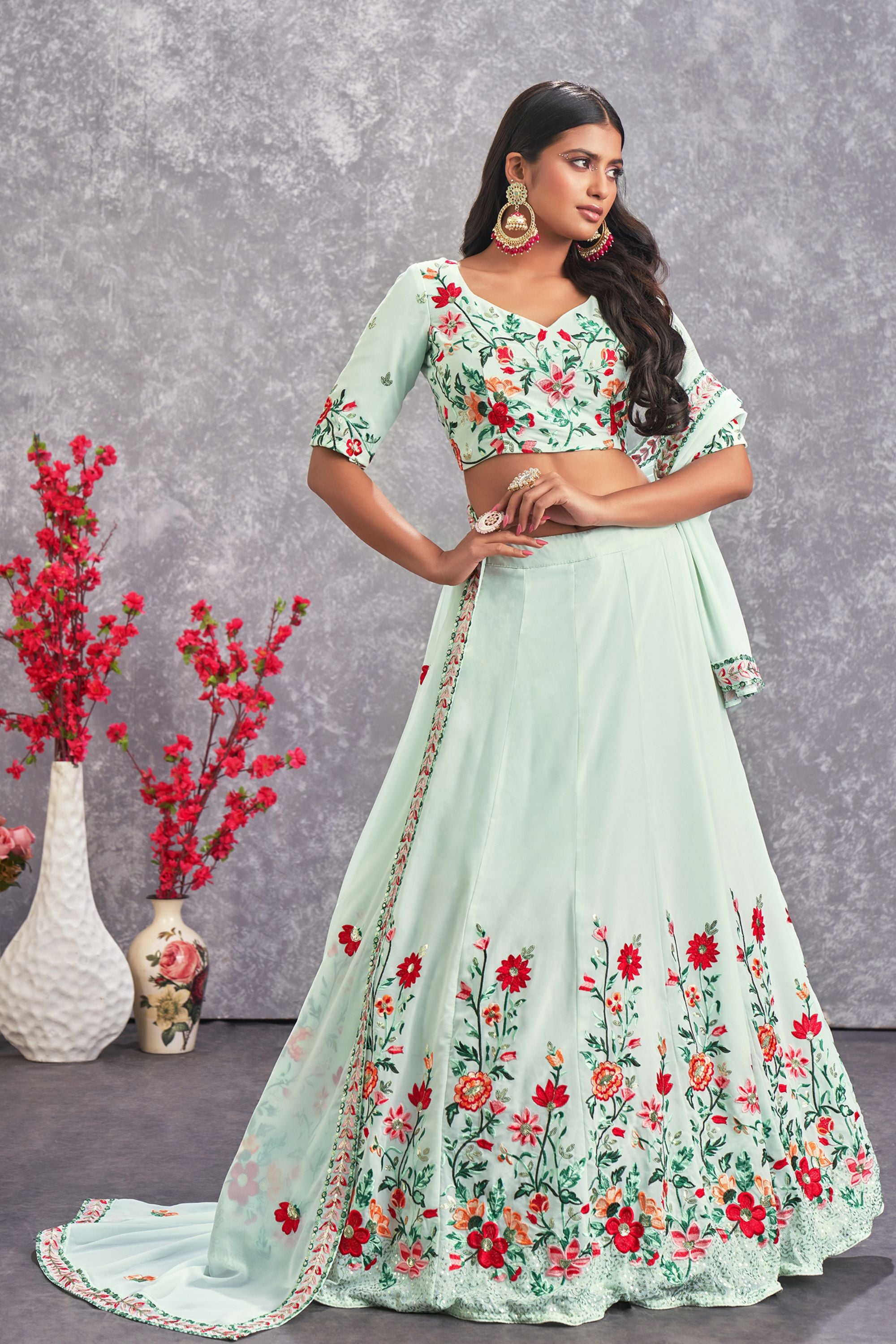 Buy Designer Floral Lehenga Choli With High Quality Embroidery Work Wedding Lehenga  Choli Party Wear Lehenga Choli Indian Women Lehengas Online in India - Etsy