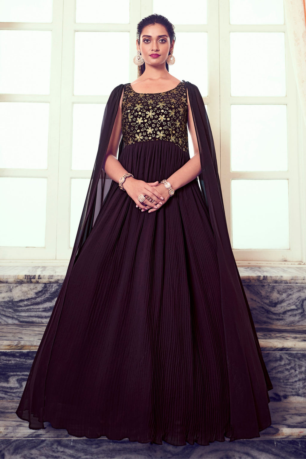 Purple Georgette Lehenga Choli Set For Indian Festivals & Weddings - Sequence Work & Thread Embroidery Work