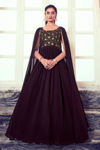 Purple Georgette Lehenga Choli Set For Indian Festivals & Weddings - Sequence Work & Thread Embroidery Work