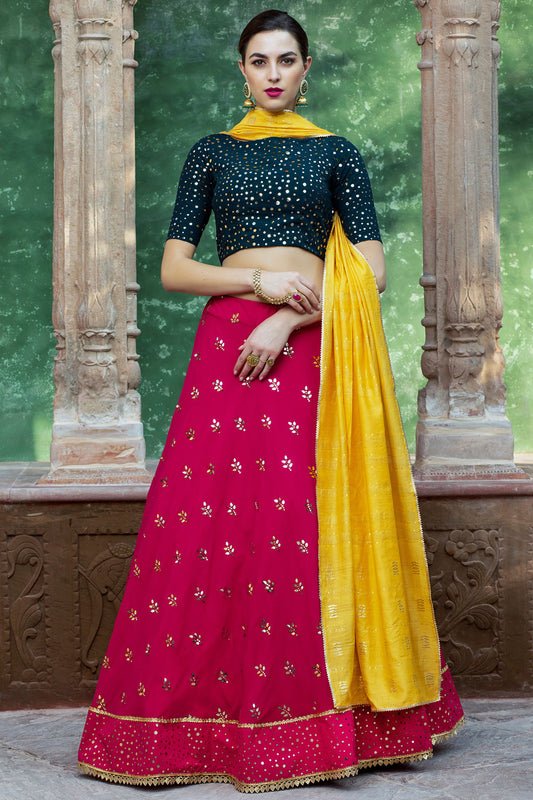 Pink Pakistani Georgette Lehenga Choli For Indian Festivals & Weddings - Sequence Embroidery Work,
