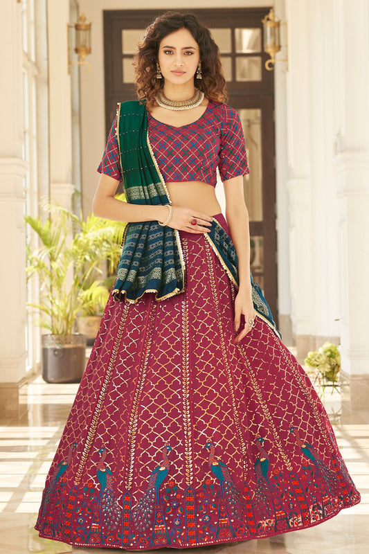 Deep Pink Georgette Lehenga Choli For Indian Weddings & Festivals - Thread Work, Sequence Embroidery Work