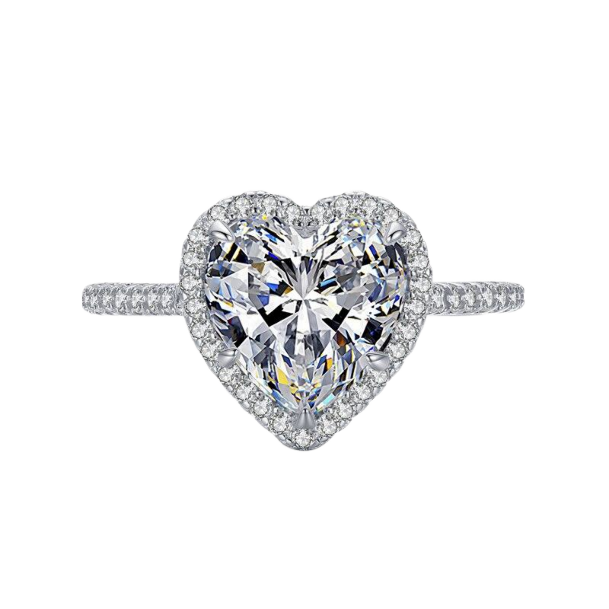 925 Sterling Silve Elegant Romantic Sparkling Zircon Heart Rings For Women - Classic Wedding Jewelry