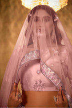 Peach Net Lehenga Choli For Indian Festival & Weddings - Thread Embroidery Work, Sequence Embroidery Work