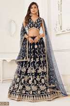 Red Net Embroidered Lehenga Choli For Indian Festival & Weddings - Embroidery Work