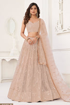 Rose Net Lengha Dress for Engagement with Sequin Work