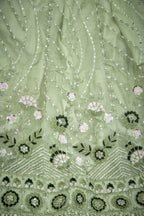 Light Pista Net Lehenga Choli For Indian Festival & Weddings - Thread Embroidery Work, Sequence Embroidery Work