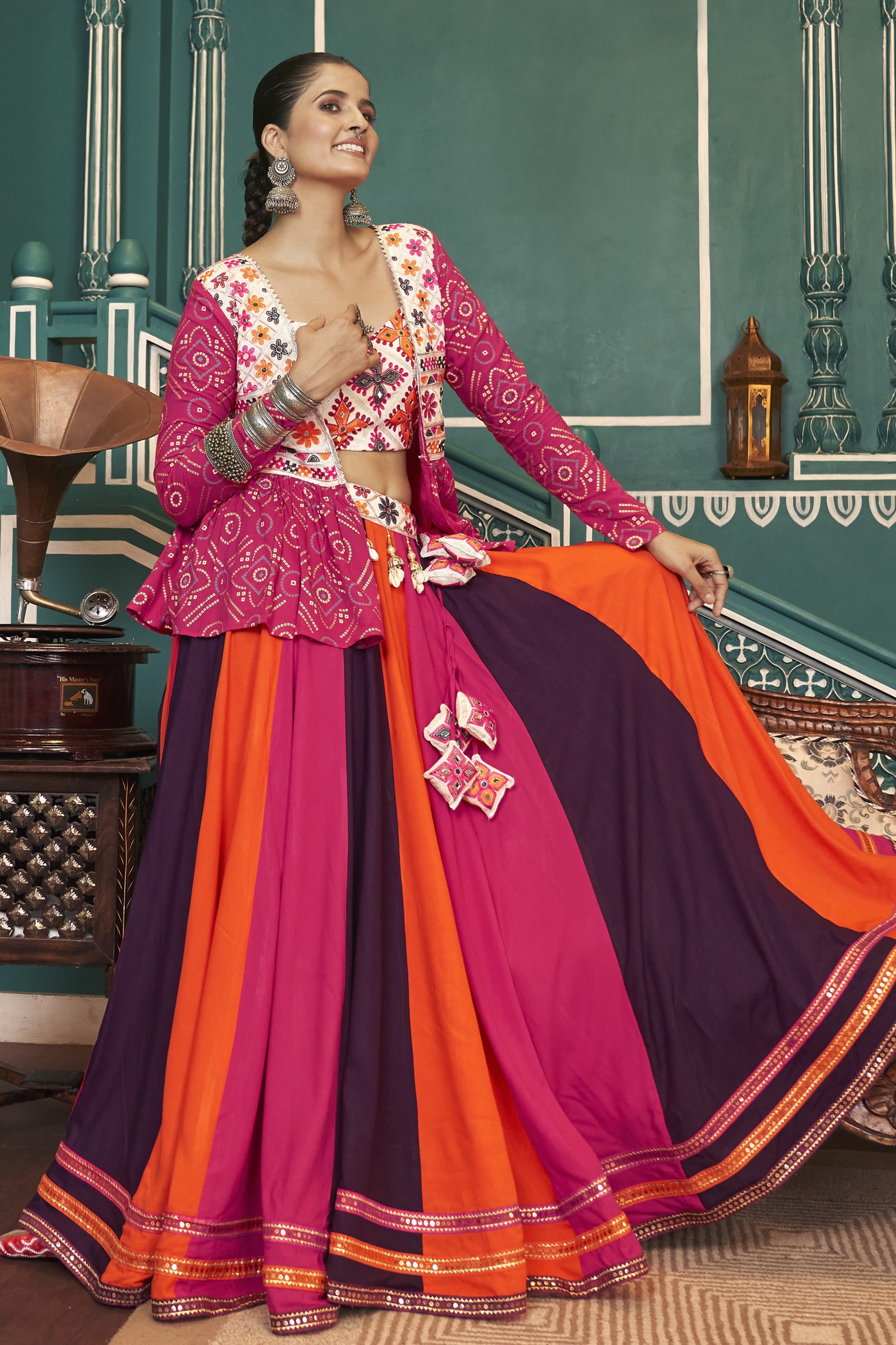 Pink Rayon Silk Lehenga Choli For Indian Festivals & Pakistani Weddings Dress - Embroidery Work Copy