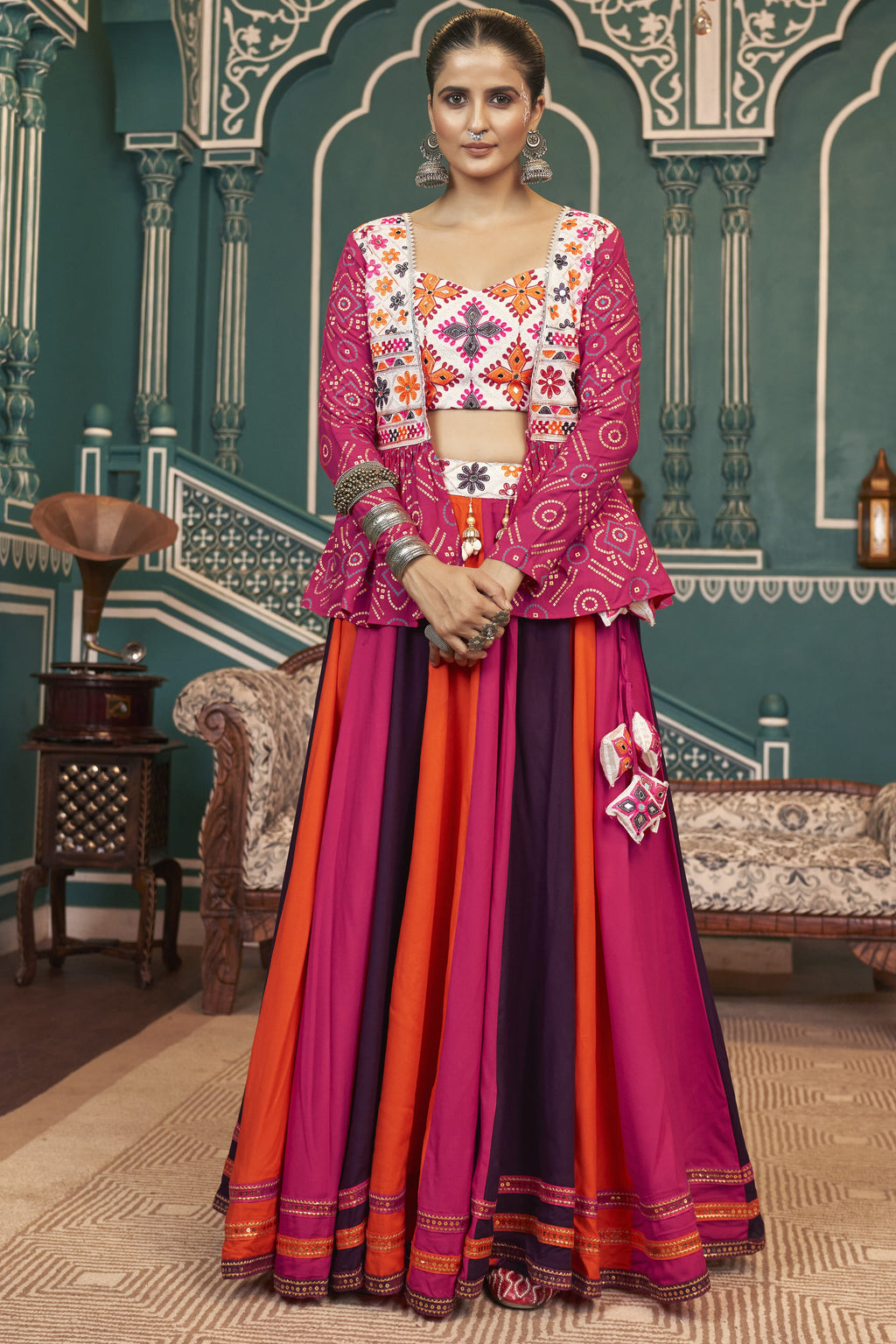 Pink Rayon Silk Lehenga Choli For Indian Festivals & Pakistani Weddings Dress - Embroidery Work Copy