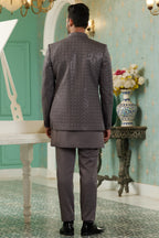 Blackish Brown Art Silk Traditional Jodhpuri Suits with Jacket & Pant for Men for Wedding - Thread Embroidery Work