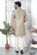 Champagne Jacquard Silk Indo Western Pakistani Mens Kurta