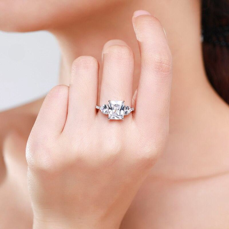 Exquisite Luxury Rectangle 3CT CZ Ring - 925 Sterling Silver Rings For Women Wedding Engagement Fine Female Jewelry