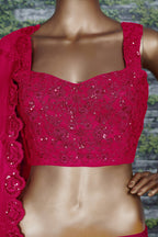 Pink Georgette Lehenga Choli For Indian & Pakistani Wedding Festival - Sequins Embroidery Work, Dori Work, Zari Work