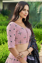 Pink Georgette Lehenga Choli For Indian Weddings & Festivals - Thread Work, Sequence Embroidery Work