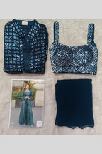 Bottle Green Georgette Plazo Choli With Jacket For Indian & Pakistani Wedding Festival - Thread & Sequins Embroidery Work