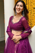 Dark Pink Georgette Lehenga Choli For Indian Festivals & Pakistani Weddings Dress - Print Work