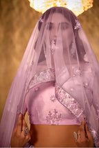Light Purple Net Lehenga Choli For Indian Festival & Weddings - Thread Embroidery Work, Sequence Embroidery Work
