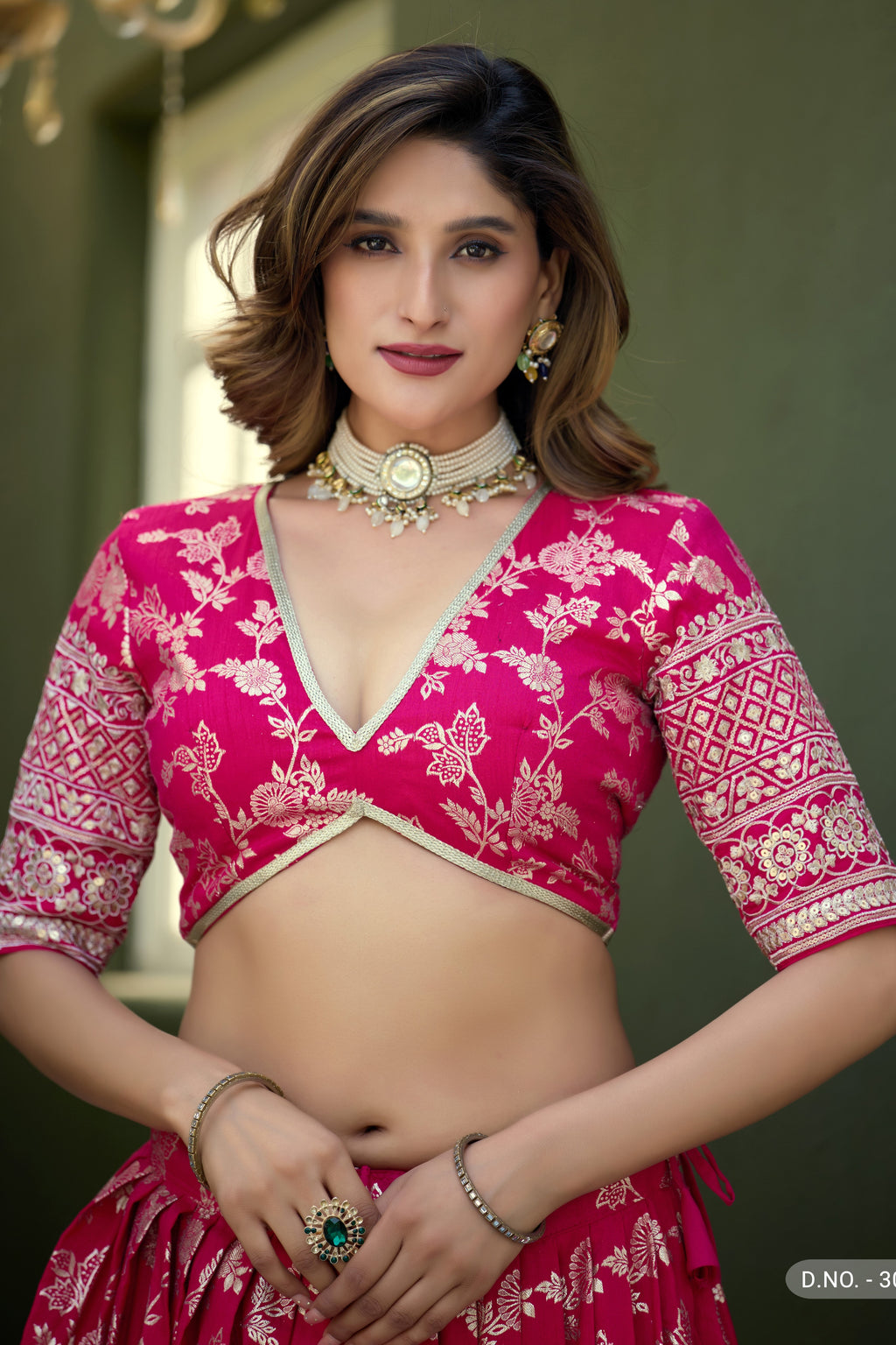 Deep Pink Lehenga for Marriage Reception with Embroidery