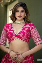Deep Pink Lehenga for Marriage Reception with Embroidery
