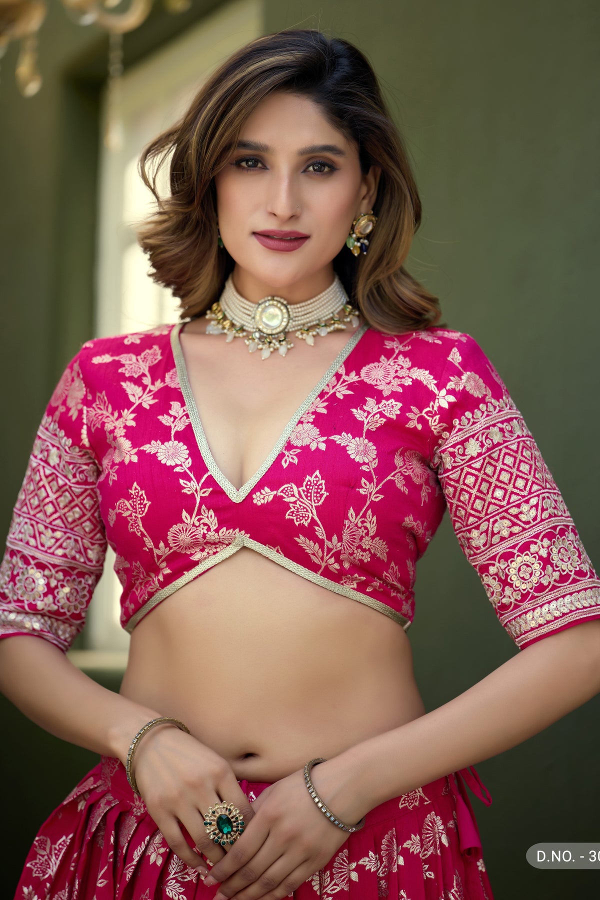 Deep Pink Lehenga for Marriage Reception with Embroidery