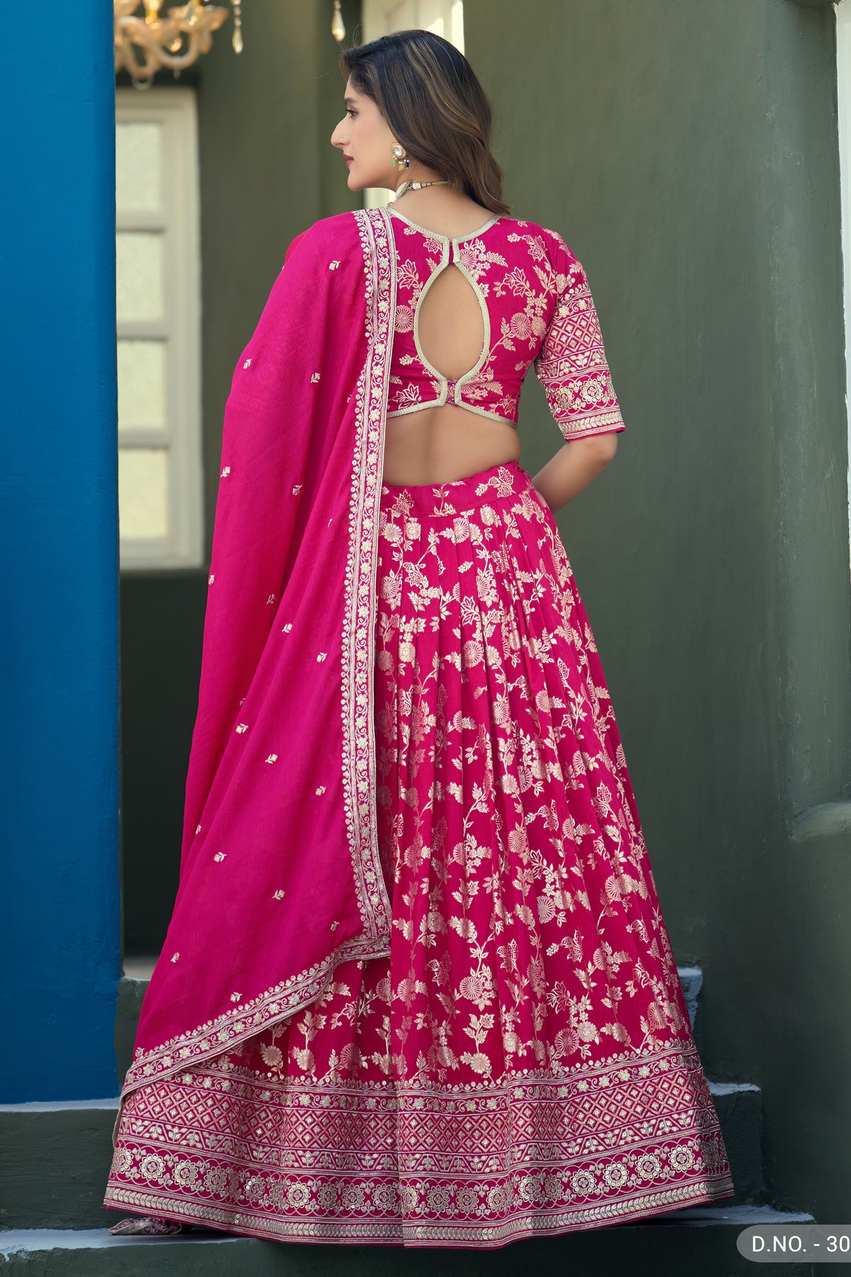 Deep Pink Lehenga for Marriage Reception with Embroidery