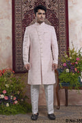 Pale Purple Jacquard Woven Indo Western Mens Indian Wedding Attire