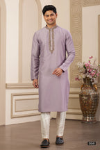 Pale Pink Art Silk Handwork Kurta Pajama Clothes