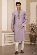 Light Purple Art Silk Handwork Kurta Pajama Clothes