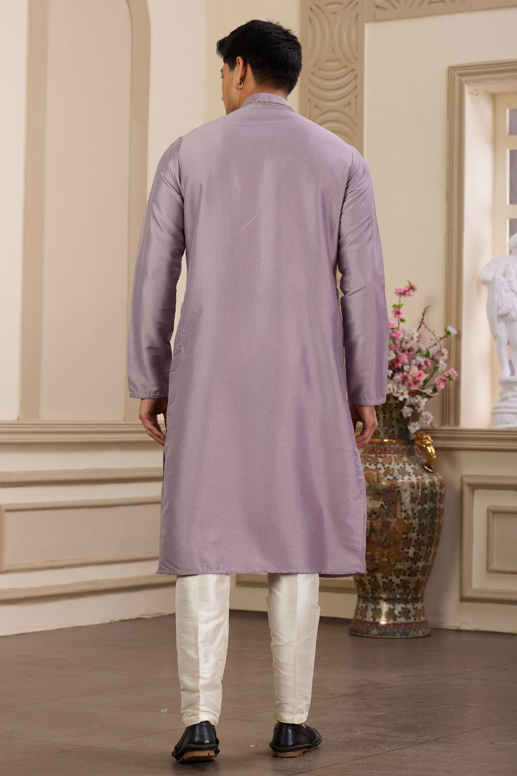 Pale Pink Art Silk Handwork Kurta Pajama Clothes