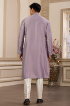 Pale Pink Art Silk Handwork Kurta Pajama Clothes