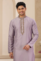 Pale Pink Art Silk Handwork Kurta Pajama Clothes