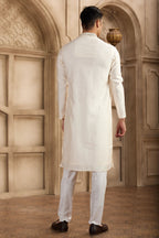 Light Cream Art Silk Kurta Pajama Clothes with Real Mirror Work