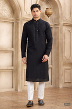 Black Art Silk Kurta Pajama Clothes with Real Mirror Work