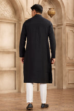 Black Art Silk Kurta Pajama Clothes with Real Mirror Work