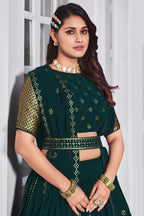 Teal Georgette Lehenga Choli Set For Indian Festivals & Weddings - Sequence Work & Thread Embroidery Work