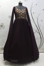 Purple Georgette Lehenga Choli Set For Indian Festivals & Weddings - Sequence Work & Thread Embroidery Work