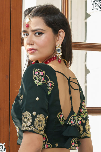 Black Pakistani Organza Lehenga Choli For Indian Festivals & Weddings - Sequence Embroidery Work, Thread Embroidery Work, Zari Work