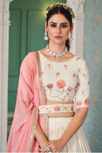 Purple Georgette Lehenga Choli Set For Indian Festivals & Weddings - Thread & Sequence Embroidery Work,