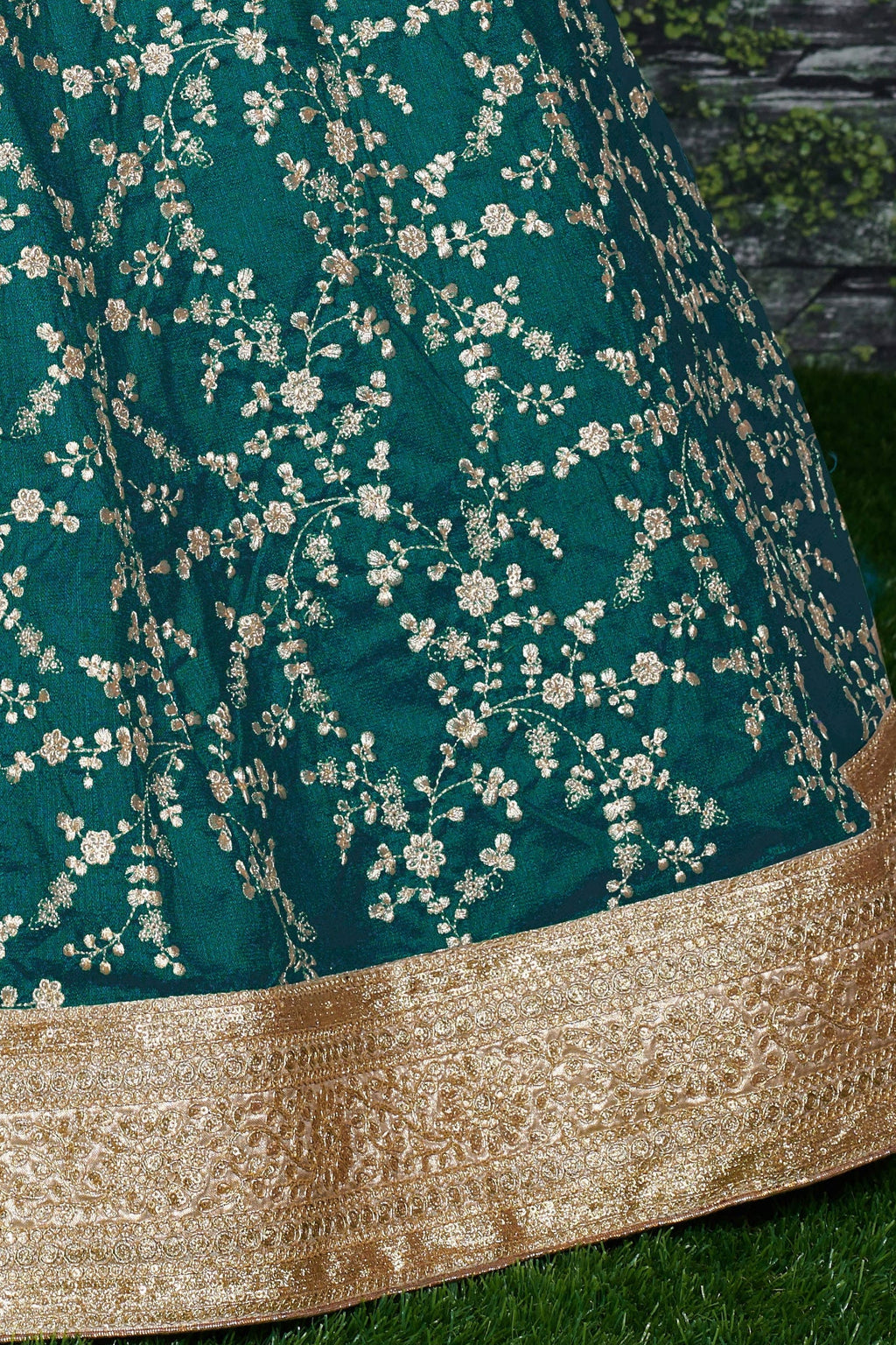 Teal Art Silk Lehenga Choli For Indian & Pakistani Wedding Festival - Sequins Embroidery Work, Dori Work, Zari Work