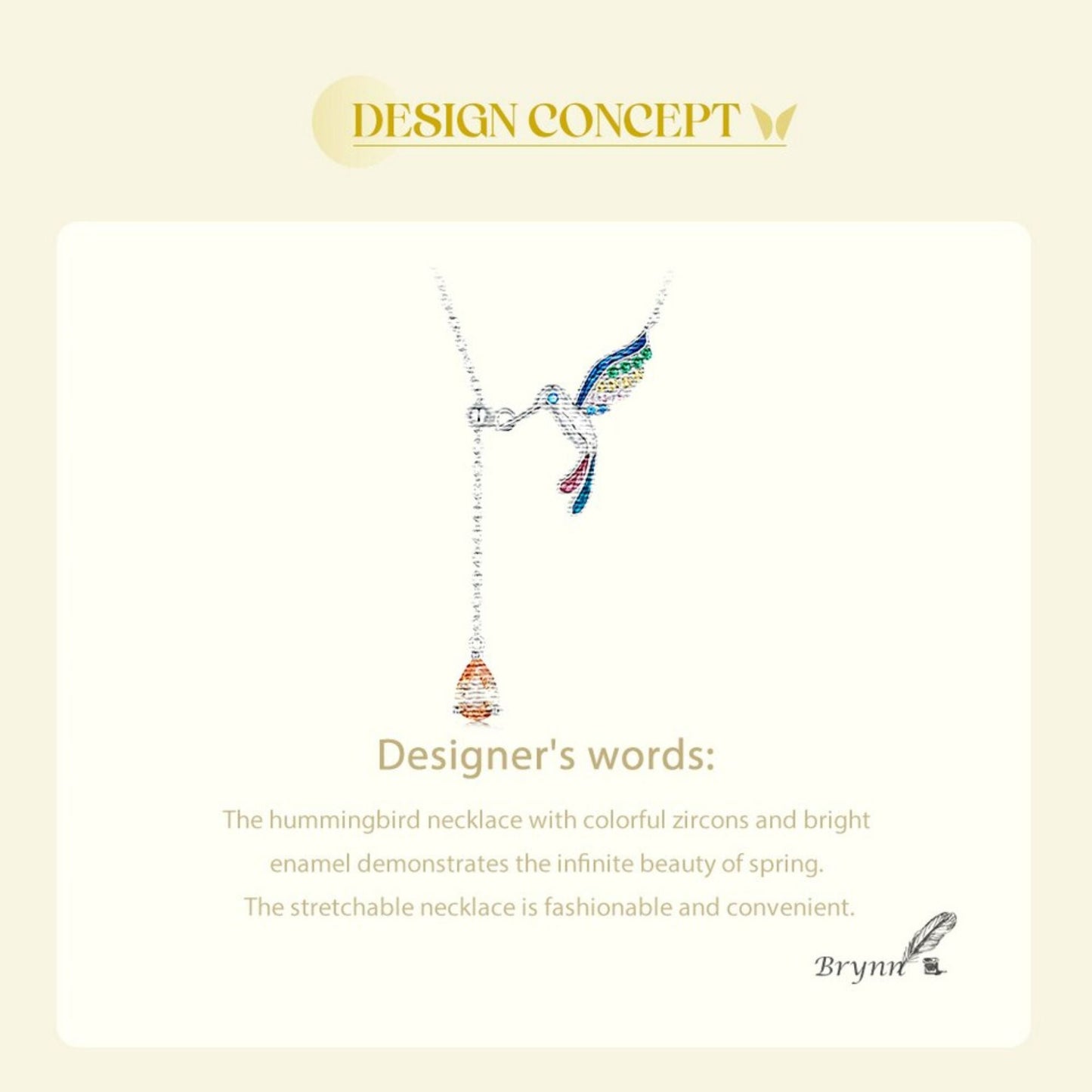 Hummingbird Shape S925 Sterling Silver Necklace with Zirconia Diamond - Exquisite Jewelry