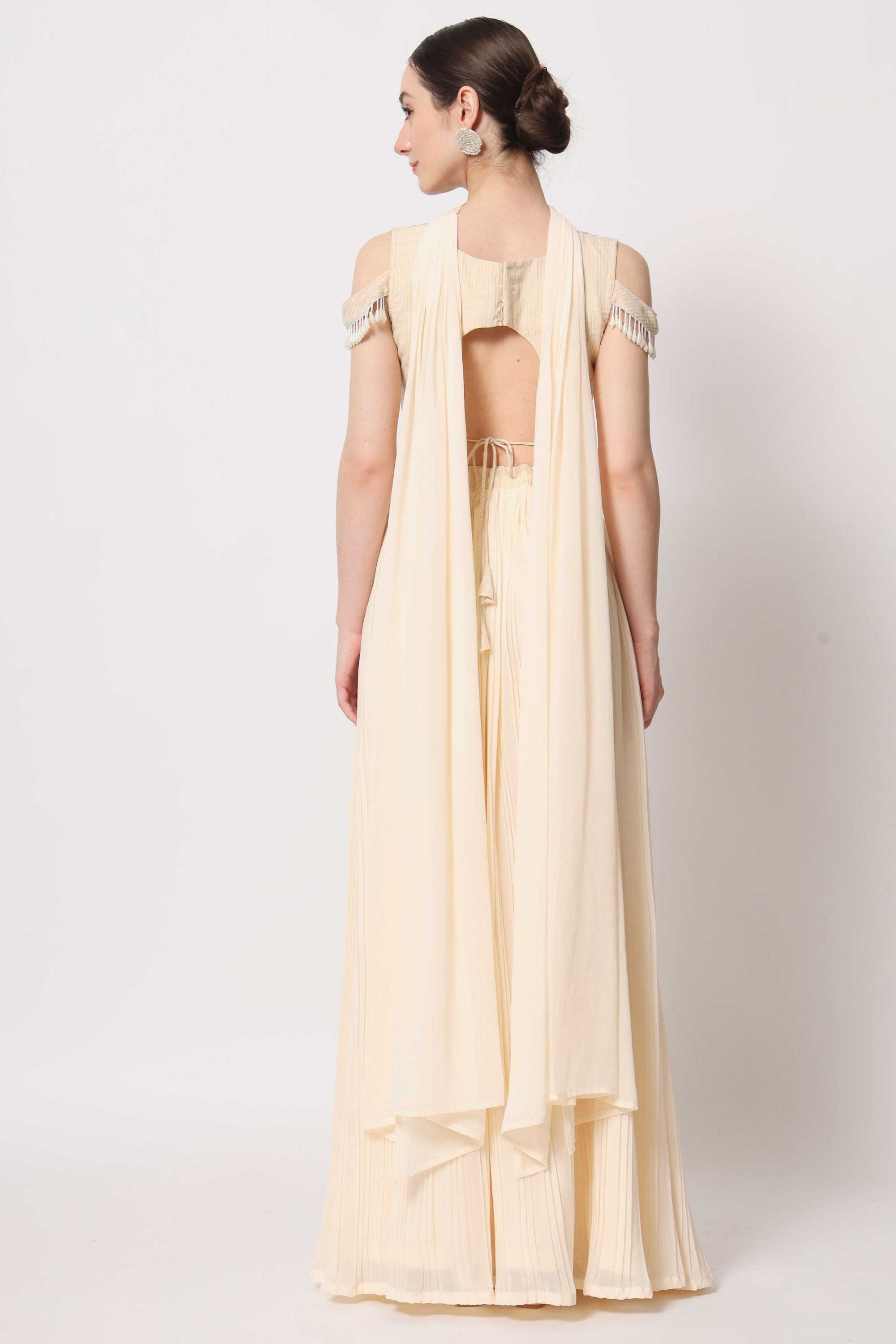 Beige Georgette Lehengas Choli For Indian Festivals & Weddings - Sequence Embroidery Work, Thread Work, Mirror Work