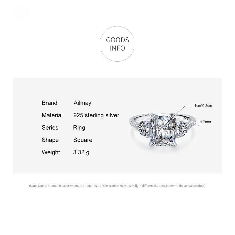 Exquisite Luxury Rectangle 3CT CZ Ring - 925 Sterling Silver Rings For Women Wedding Engagement Fine Female Jewelry