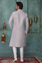 Lavender Art Silk Thread Work Sherwani for Kurta Pajama Male