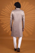Dusty Purple Art Silk Indian Wedding Attire for Men with Embroidery Work