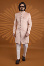 Rose Velvet Indian Wedding Suits for Men with Embroidery Kurta Pajama