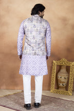 Purple Art Silk Mens Indian Wedding Attire Kurta Pajama