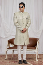 Light Green Jacquard Weaving Kurta Pajama Male Sherwani
