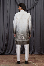Brown Art Silk Mens Wear Kurta Pajama with Embroidery Jacket