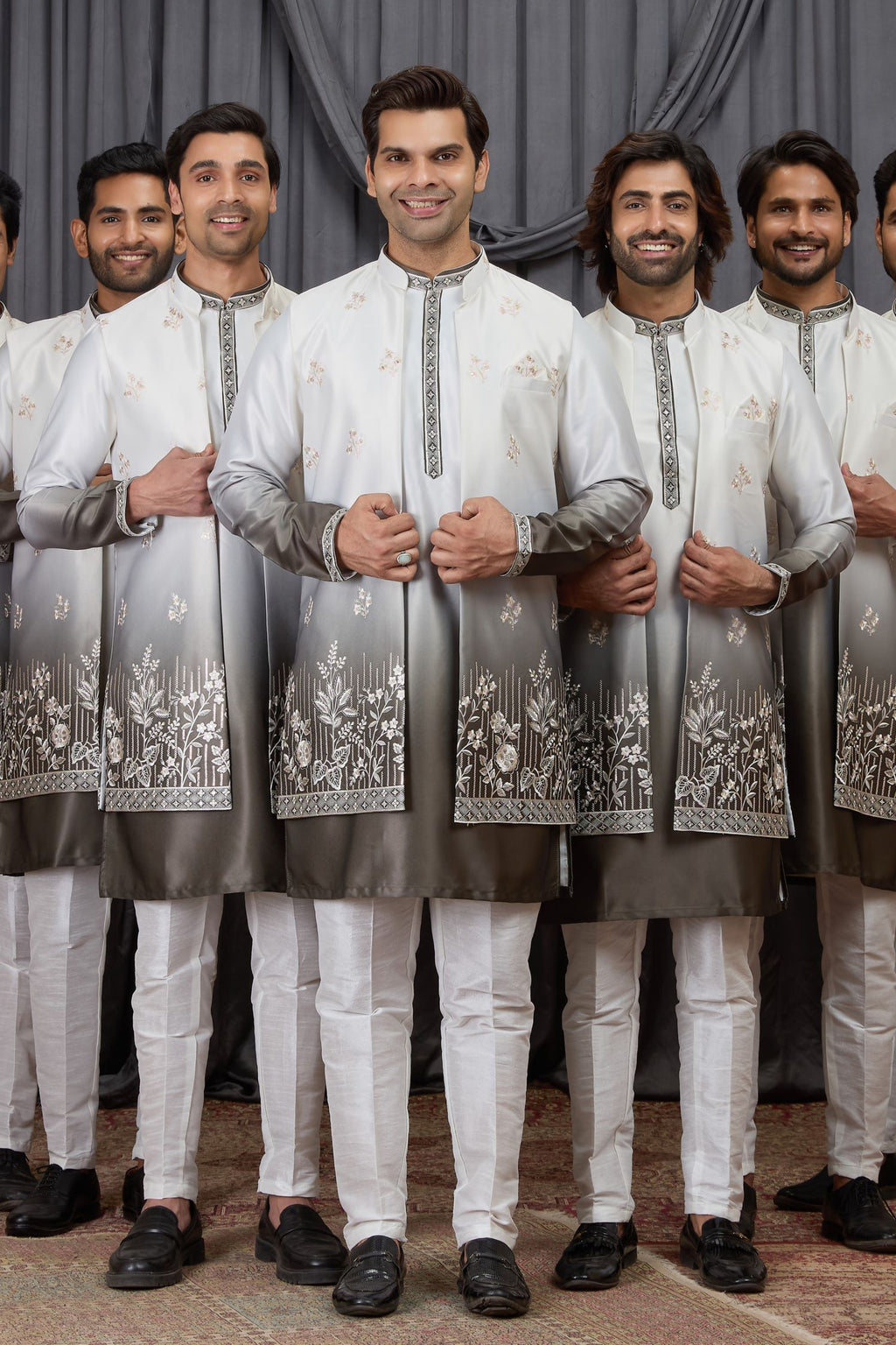 Brown Art Silk Mens Wear Kurta Pajama with Embroidery Jacket