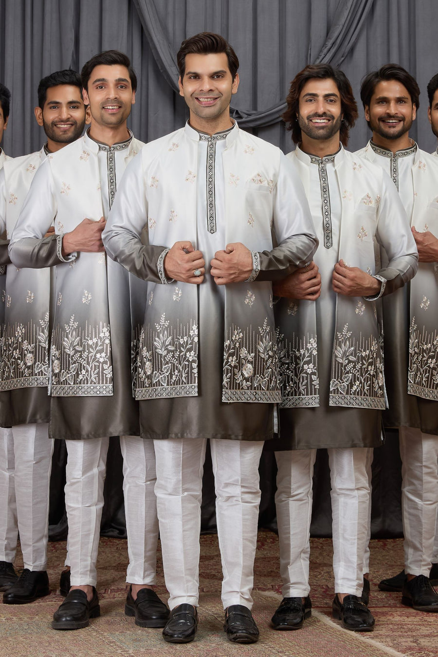 Brown Art Silk Mens Wear Kurta Pajama with Embroidery Jacket